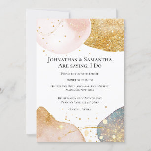 Abstrakt shimmer guld rosa Blue glitter Inbjudningar