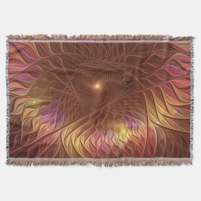 Abstrakt Shining Brown Plant Striking Fractal Art Filt (Framsidan)