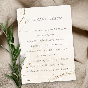 Abstrakt Shiny Guld Ivory Watercolor Jewelry Care Visitkort