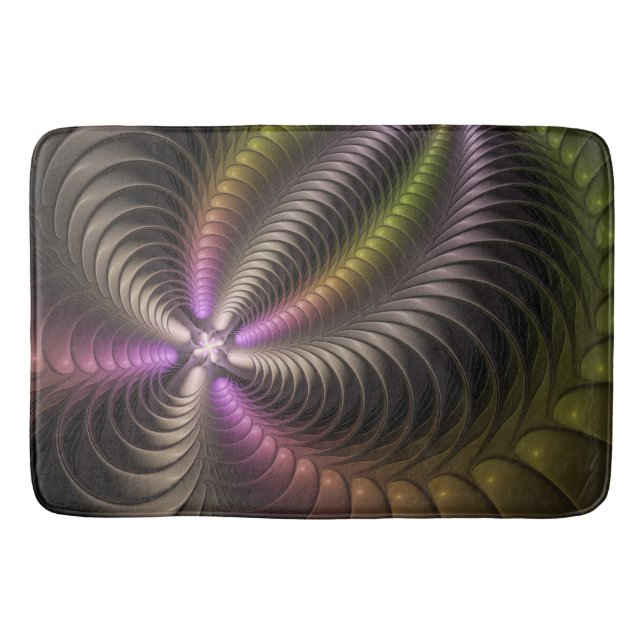 Abstrakt Shiny Trippy Color 3D Fractal Art Badrumsmatta (Framsidan)