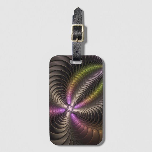 Abstrakt Shiny Trippy Color 3D Fractal Art Bagagebricka (Framsida vertikal)