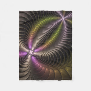 Abstrakt Shiny Trippy Color 3D Fractal Art Fleecefilt