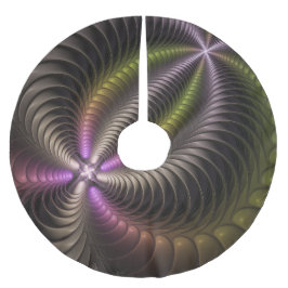 Abstrakt Shiny Trippy Color 3D Fractal Art Julgransmatta Borstad Polyester