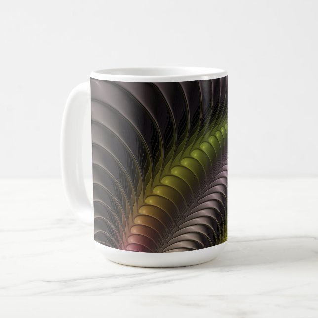 Abstrakt Shiny Trippy Color 3D Fractal Art Kaffemugg (Framsida vänster)