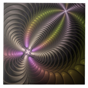 Abstrakt Shiny Trippy Color 3D Fractal Art Kakelplatta