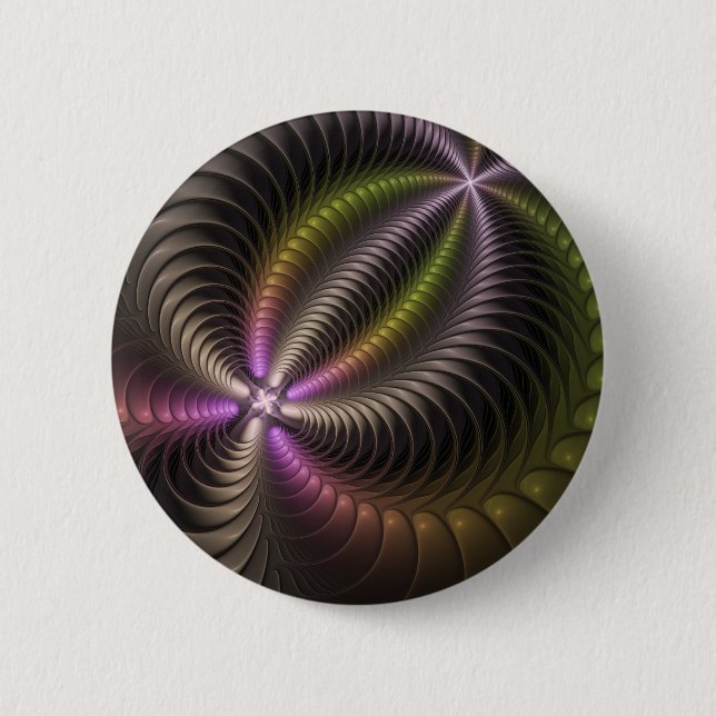 Abstrakt Shiny Trippy Color 3D Fractal Art Knapp (Framsida)