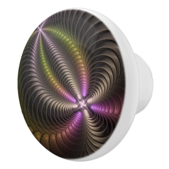 Abstrakt Shiny Trippy Color 3D Fractal Art Knopp (Höger)