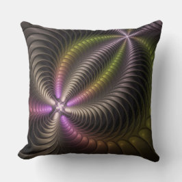 Abstrakt Shiny Trippy Color 3D Fractal Art Kudde