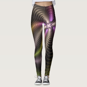 Abstrakt Shiny Trippy Color 3D Fractal Art Leggings