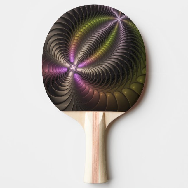 Abstrakt Shiny Trippy Color 3D Fractal Art Pingisracket (Framsidan)