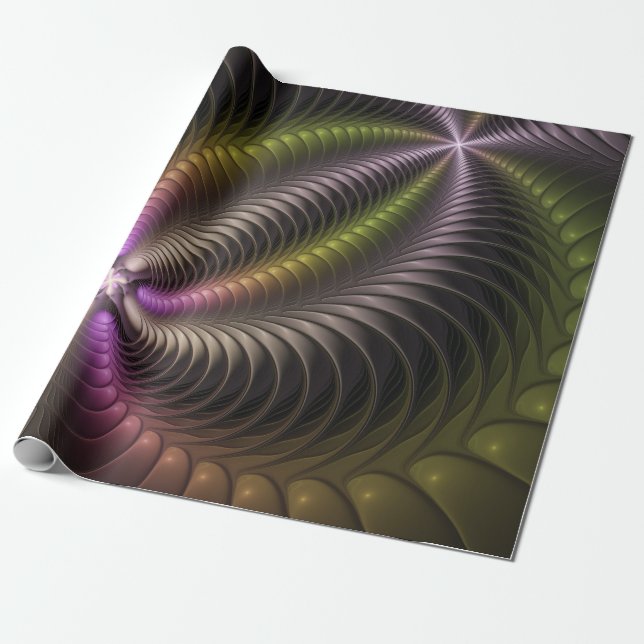 Abstrakt Shiny Trippy Color 3D Fractal Art Presentpapper (Utrullad)