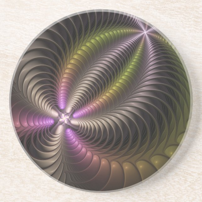 Abstrakt Shiny Trippy Color 3D Fractal Art Underlägg (Framsidan)