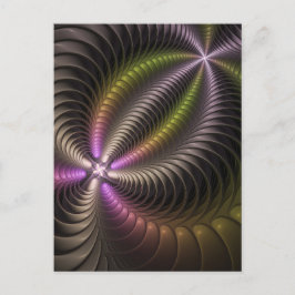 Abstrakt Shiny Trippy Color 3D Fractal Art Vykort