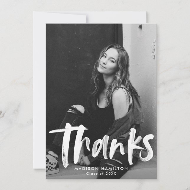 Abstrakt Shock rosa Brushtrokes Photo Studenten Tack Kort (Framsida)