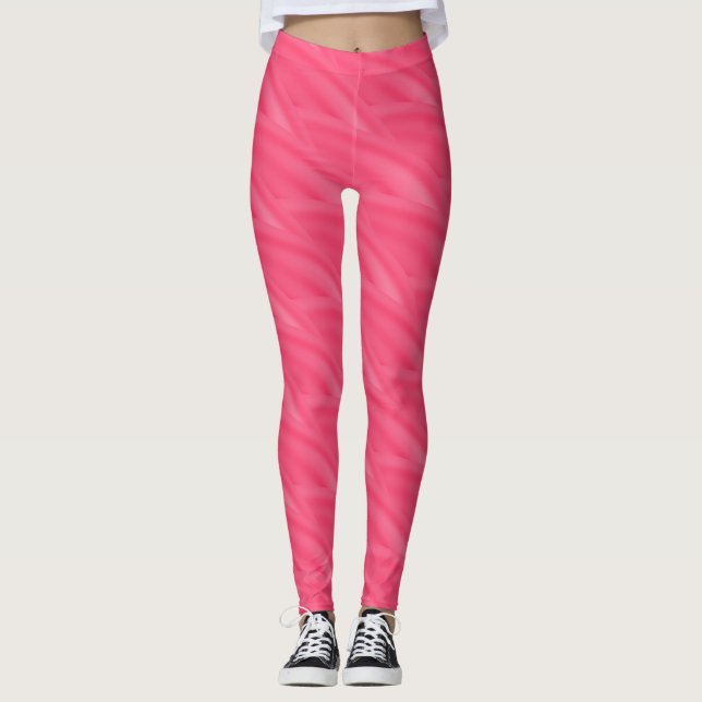 Abstrakt Shock rosa Curly Wave Mönster Leggings (Framsida)