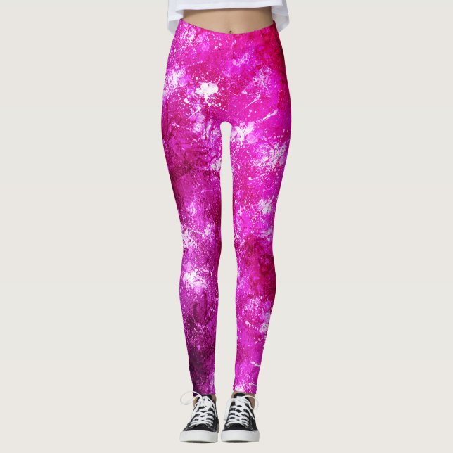 Abstrakt Shock rosa Magenta Färgplatta för  Leggings (Framsida)