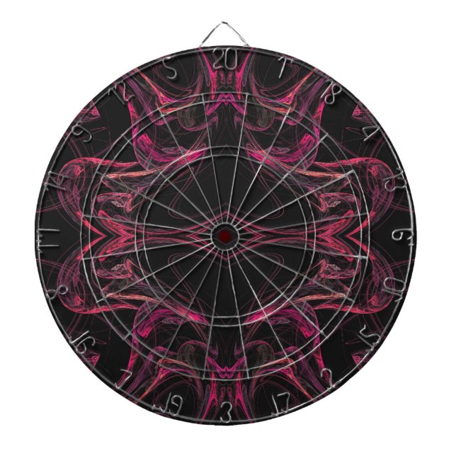 Abstrakt Shock rosa och Black Fractal Dart Board Darttavla (Framsidan)
