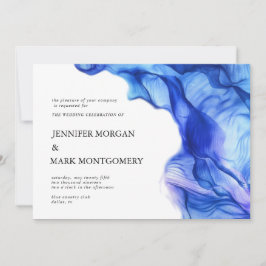 Abstrakt sidenblå bröllopsinbjudan inbjudningar