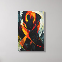 Abstrakt Silhouette i Fiery Red and Black Art Canvastryck
