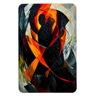 Abstrakt Silhouette i Fiery Red and Black Art Magnet