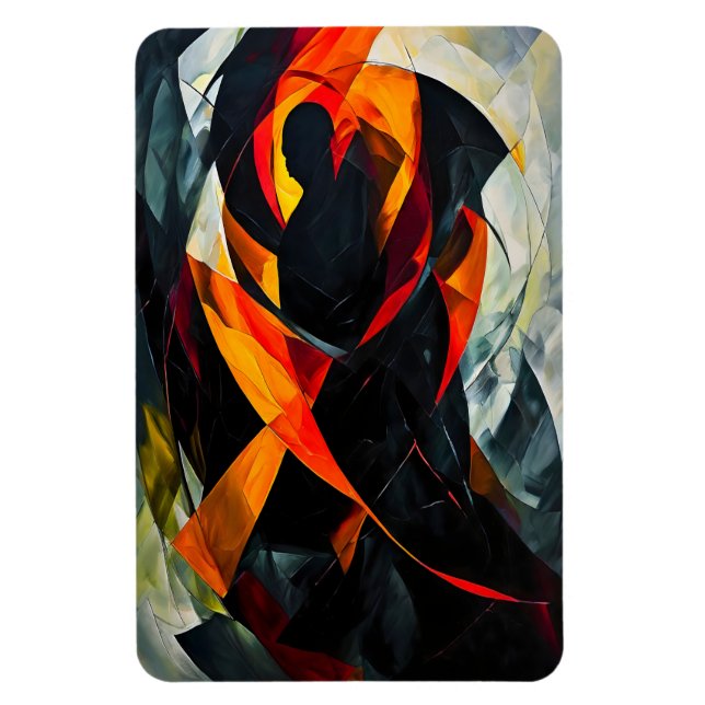 Abstrakt Silhouette i Fiery Red and Black Art Magnet (Vertikal)