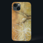 Abstrakt Silhouette-målning på Tan Background<br><div class="desc">Bakgrunden till den här Jennifer Goldberger-målningen ser ut som en bord med en spricka i den. Det finns också en abstrakt silhuett av en blomma som är gjord i vit färg,  som knappt överskrider den bruna bakgrunden.</div>