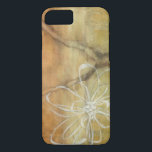 Abstrakt Silhouette-målning på Tan Background<br><div class="desc">Bakgrunden till den här Jennifer Goldberger-målningen ser ut som en bord med en spricka i den. Det finns också en abstrakt silhuett av en blomma som är gjord i vit färg, som knappt överskrider den bruna bakgrunden.</div>