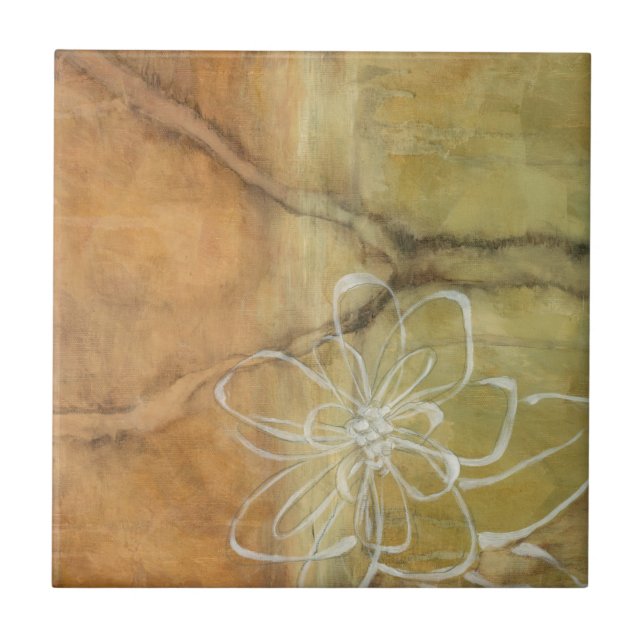 Abstrakt Silhouette-målning på Tan Background Kakelplatta (Framsidan)