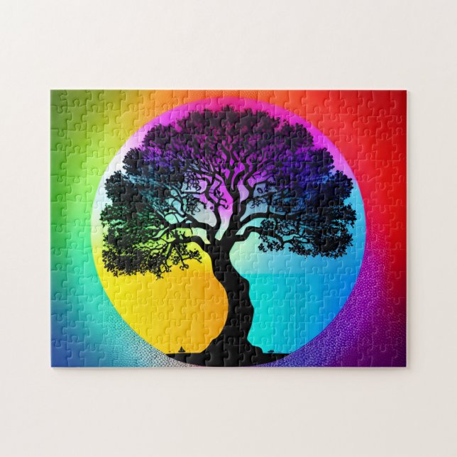 Abstrakt Silhouette Rainbow Tie Die Pussel (Horisontell)