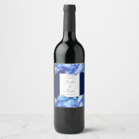 Abstrakt Silke Blue Bröllop Vin etikett