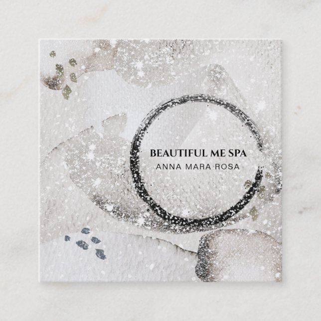 *~* Abstrakt Silver Black Glitter Affärskort Fyrkantigt Visitkort (Framsida)
