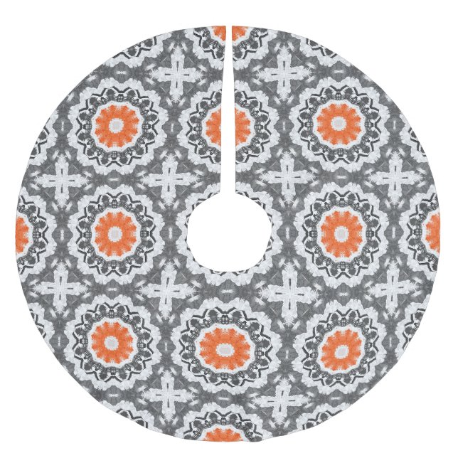 Abstrakt Silver: Geometrisk sömlös design. Julgransmatta Borstad Polyester (Framsidan)