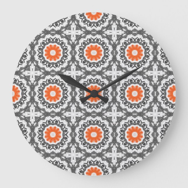 Abstrakt Silver: Geometrisk sömlös design. Stor Klocka (Framsida)