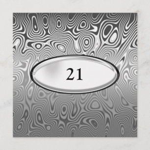 Abstrakt Silver Metall Black 21:a födelsedagskalan Inbjudningar
