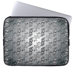 Abstrakt Silver och svart Tulip Boteh Mönster Laptop Fodral