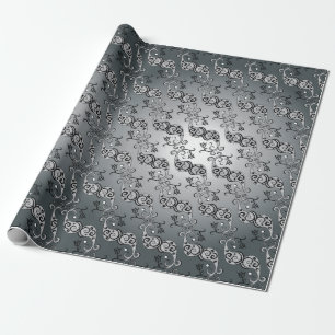 Abstrakt Silver och svart Tulip Boteh Mönster Presentpapper