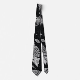 Abstrakt silver på svart fjädermönster slips