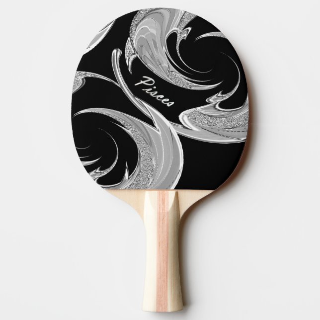 Abstrakt Silver Pisces Zodiac Pingisracket (Baksidan)