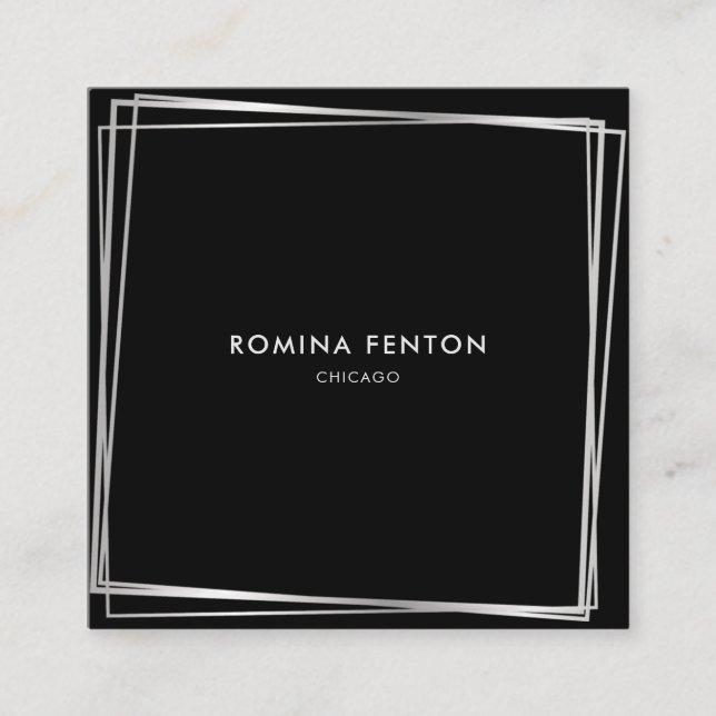 Abstrakt Silver Ramar Modern Professionell Fyrkantigt Visitkort (Framsida)