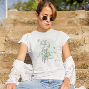 Abstrakt Simple Line Art Woman Illustration T Shirt