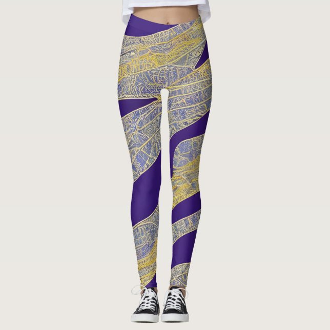 Abstrakt Sjölandskap Fractured Vinkar 13 Leggings (Framsida)