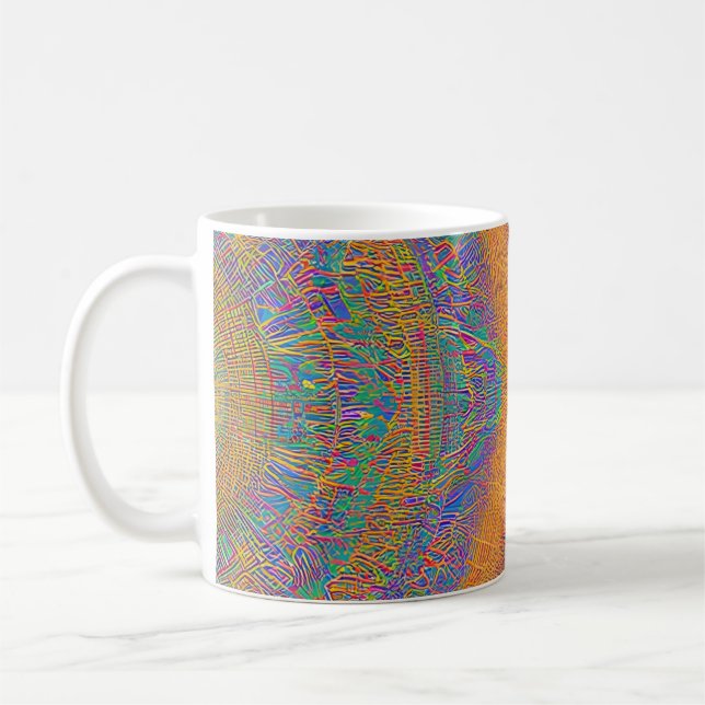 Abstrakt Sjölandskap Fractured Vinkar 27 Kaffemugg (Vänster)