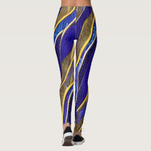 Abstrakt Sjölandskap Fractured Vinkar 33 Leggings