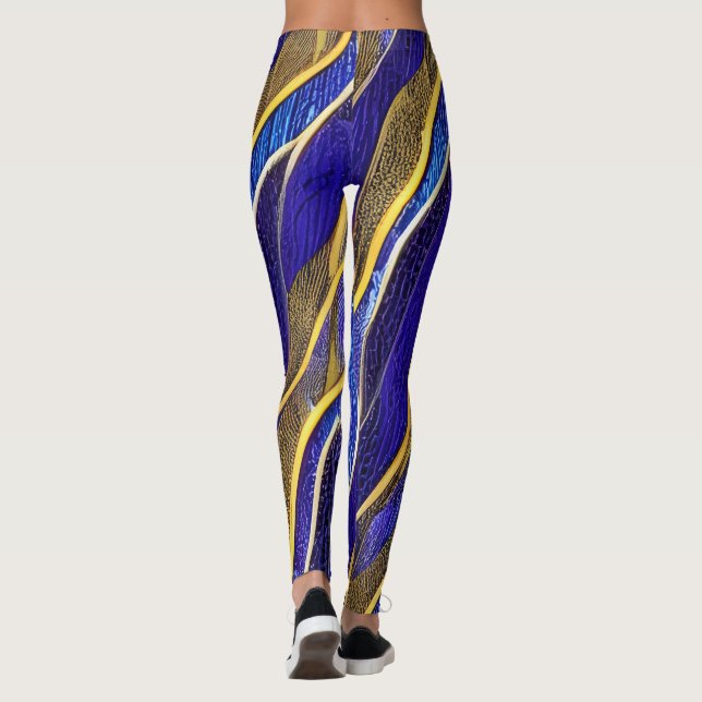 Abstrakt Sjölandskap Fractured Vinkar 33 Leggings (Baksida)