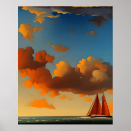 Abstrakt sjölandskap landskap vinkara strandstrand poster