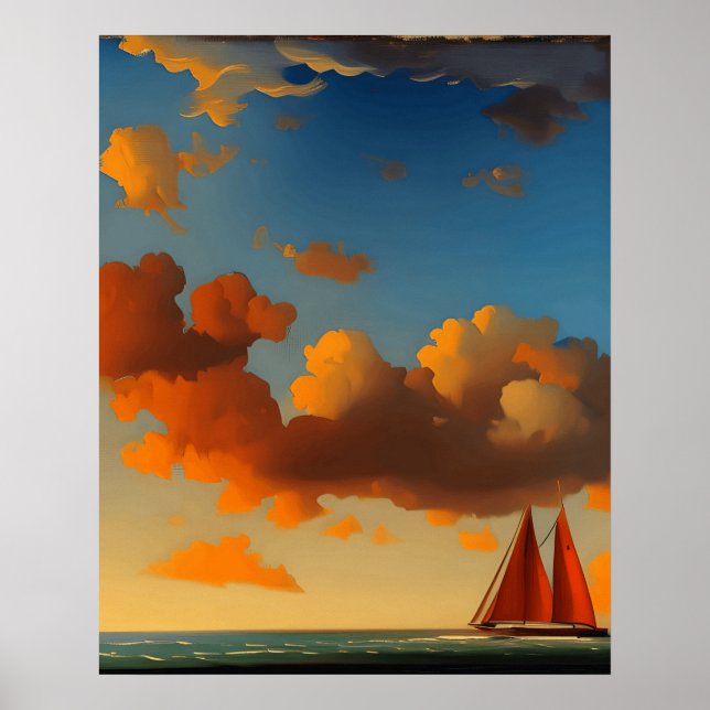 Abstrakt sjölandskap landskap vinkara strandstrand poster (Framsidan)