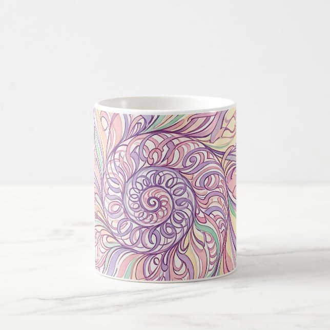 Abstrakt sjöskalsspiral bläckflöde kaffemugg (Center)