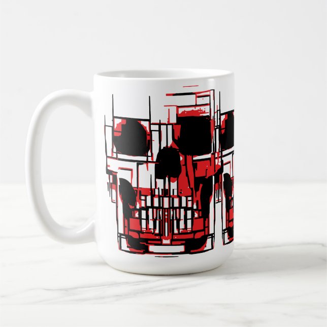 Abstrakt Skalle i Levande Färger Kaffemugg (Vänster)