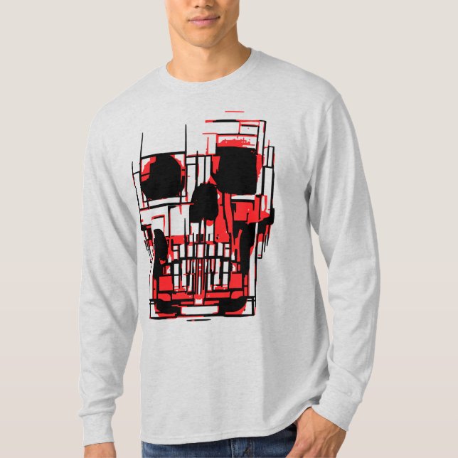 Abstrakt Skalle i Levande Färger T Shirt (Framsida)
