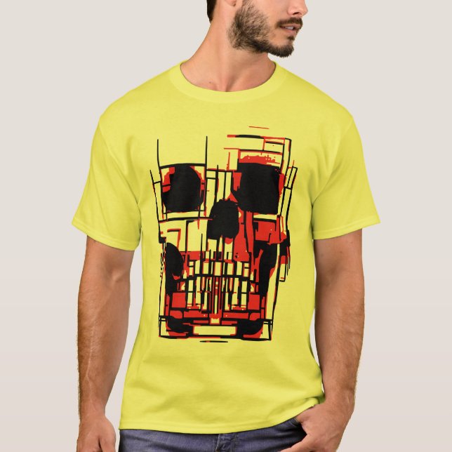 Abstrakt Skalle i Levande Färger T Shirt (Framsida)